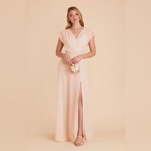 Birdy Grey Violet Bridesmaid Dress Pale Blush Pink Chiffon Long Length Size S